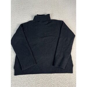 J Crew Turtleneck Sweater Womens Large Black Wool Alpaca Blend Knit Pullover